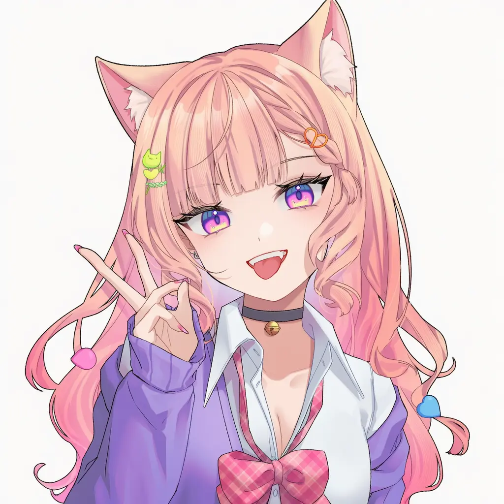 ピンク髪の猫耳キャラクター